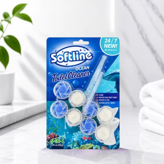 Softline Ocean Toilet Cleaner – 2 HANGERS IN 1Powerful Rim Block (1.76 oz / 50g) (Made in Turkey)