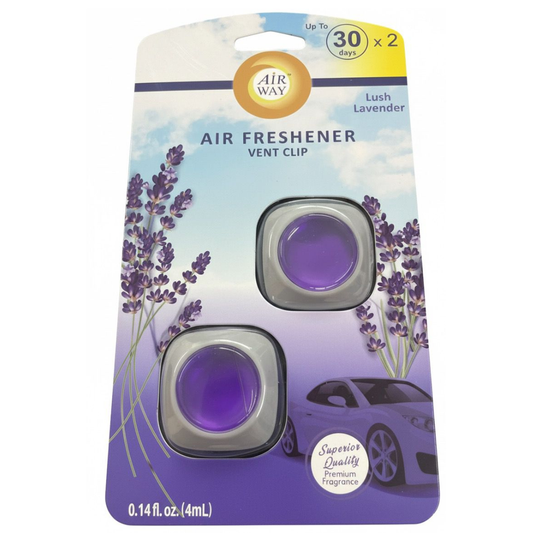 AirWay Car Vent Clip Air Freshener – Lush Lavender Scent (Made in Europe) – 2 Pack | Lasts Up to 30 Days Each