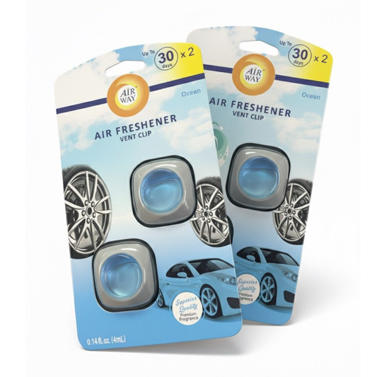 AirWay Car Membrane Air Freshener – Ocean Scent | 2-Pack (4 pcs) | Made in Europe