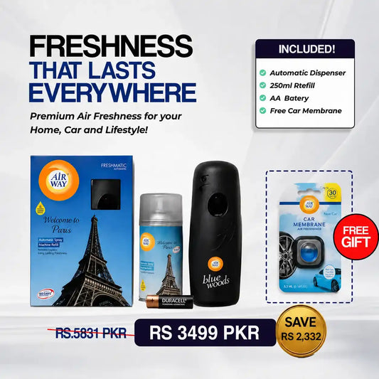 Airway Automatic Air Freshener Machine with Free Car Air Freshener & Refill – Welcome to Paris | Perfume Based Fragrance