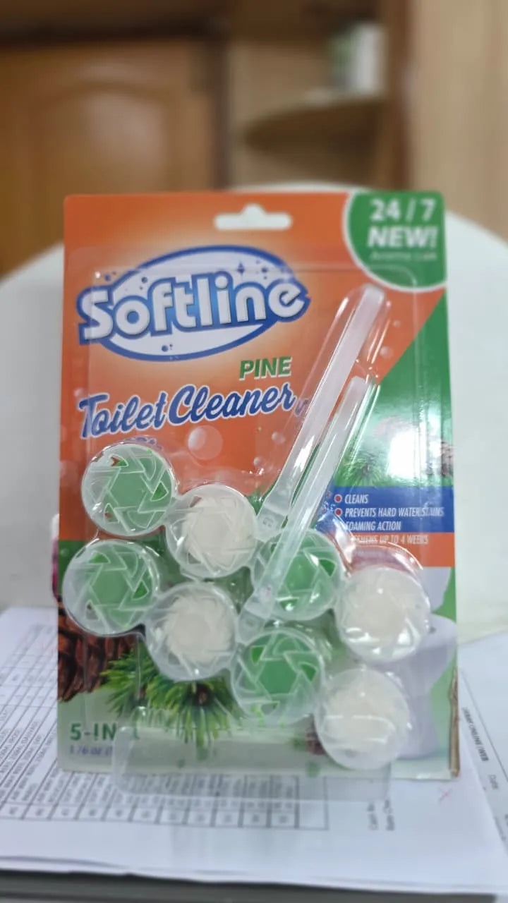 Softline Pine Toilet Cleaner – 5-in-1 Rim Block | 24/7 Freshness & Foaming Action