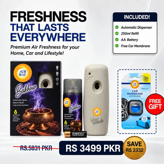 Airway Automatic Air Freshener Machine with Refill+Free Car Air Freshener  Bakhour | Oil Based Fragrance