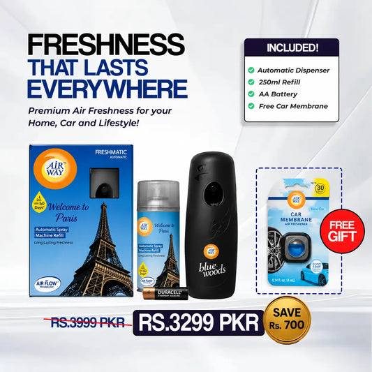 Airway Automatic Air Freshener Machine with Free Car Air Freshener & Refill – Welcome to Paris | Perfume Based Fragrance