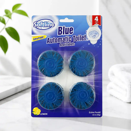 Softline Blue Automatic Toilet Bowl Cleaner – Lemon Scent (50g)|4 Pack | Long-Lasting Freshness (Made in Turkey)