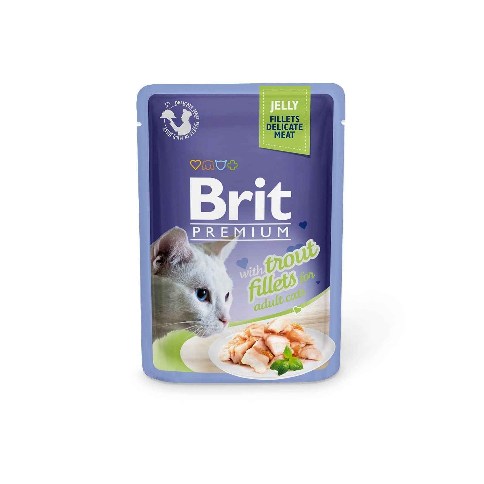 Brit Premium Cat Pouch – Trout Fillets in Jelly for Adult Cats (85g)