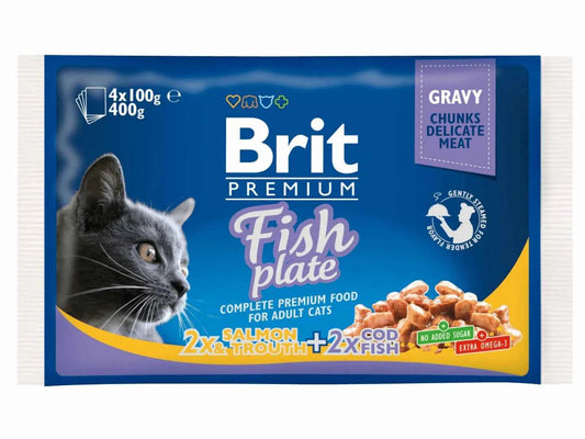 Brit Premium Cat Pouch – Fish Plate Variety Pack (4 x 100g)