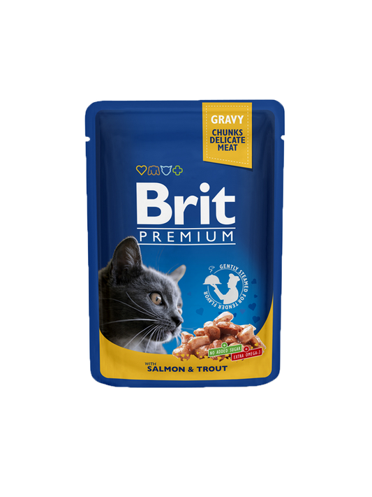 Brit Premium Cat Pouch – Salmon &amp; Trout in Gravy (100g) | Made In Czech Republic