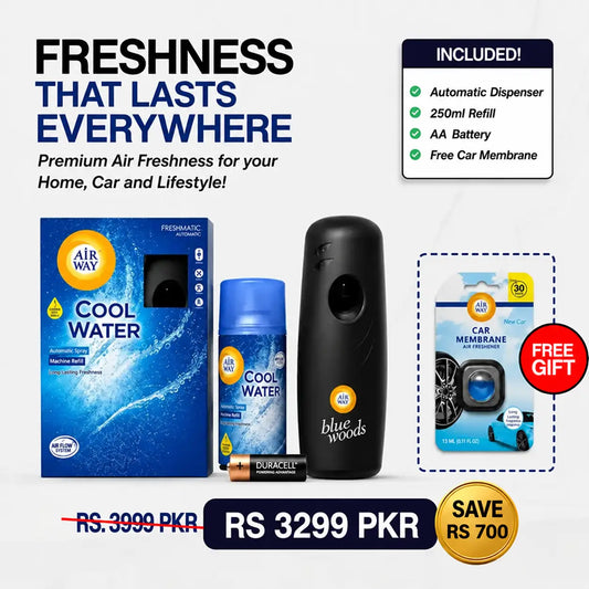 Airway Automatic Air Freshener Machine with Refill+Free Car Air Refreshener Cool Water | Water Based Fragrance