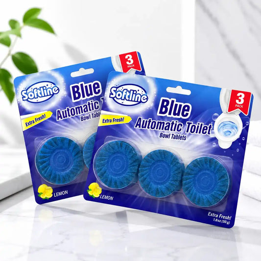 Softline Blue Automatic Toilet Bowl Cleaner – Lemon Scent (50g ) | Double 3-Pack Bundle | (Made in Turkey)