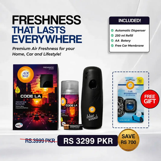 Airway Automatic Air Freshener Machine with Refill+Free Car Air Refreshener- Code LA | Perfume Based Fragrance