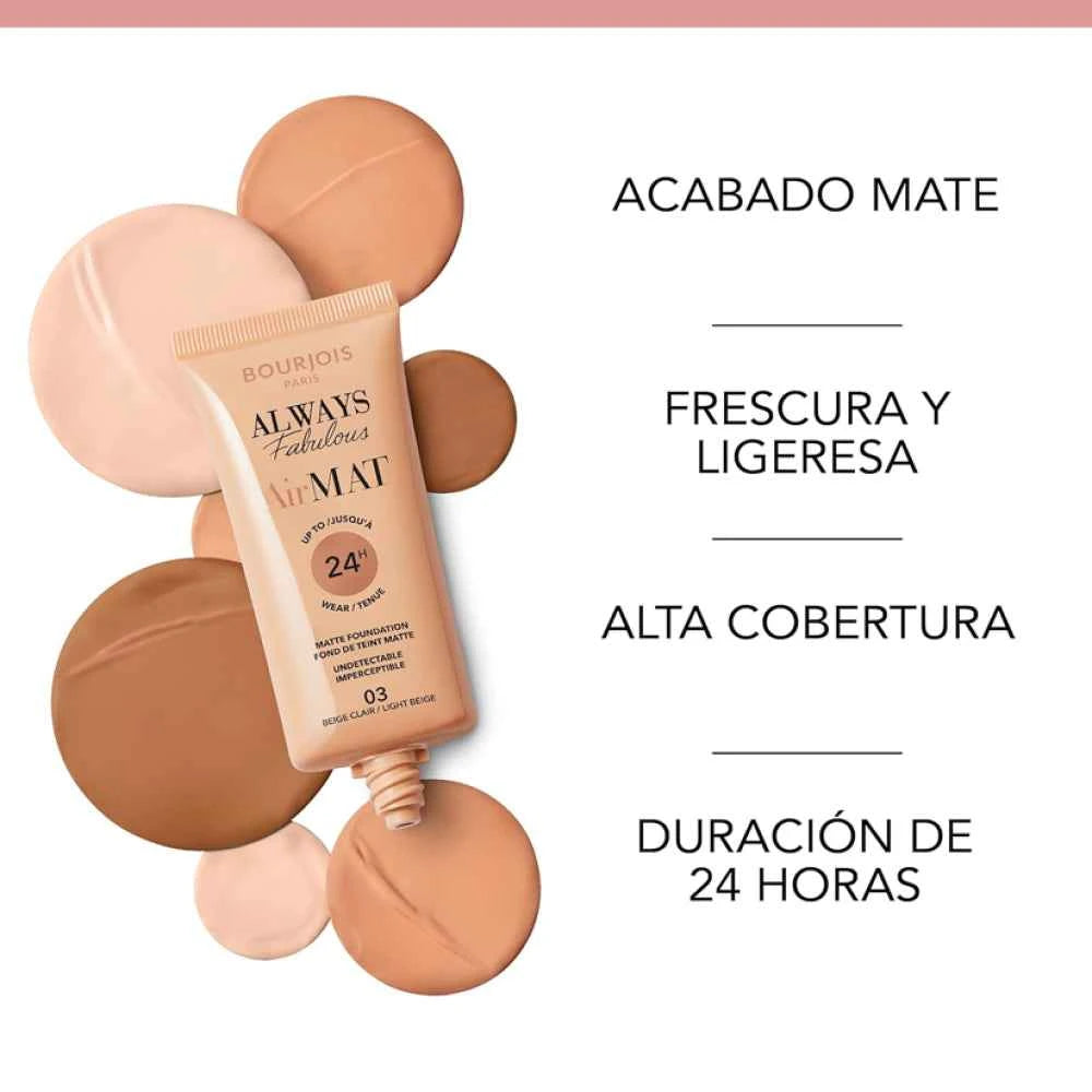 Bourjois Always Fabulous Air Mat Foundation – 06 Golden Sun | Lightweight Long-Lasting Matte Foundation