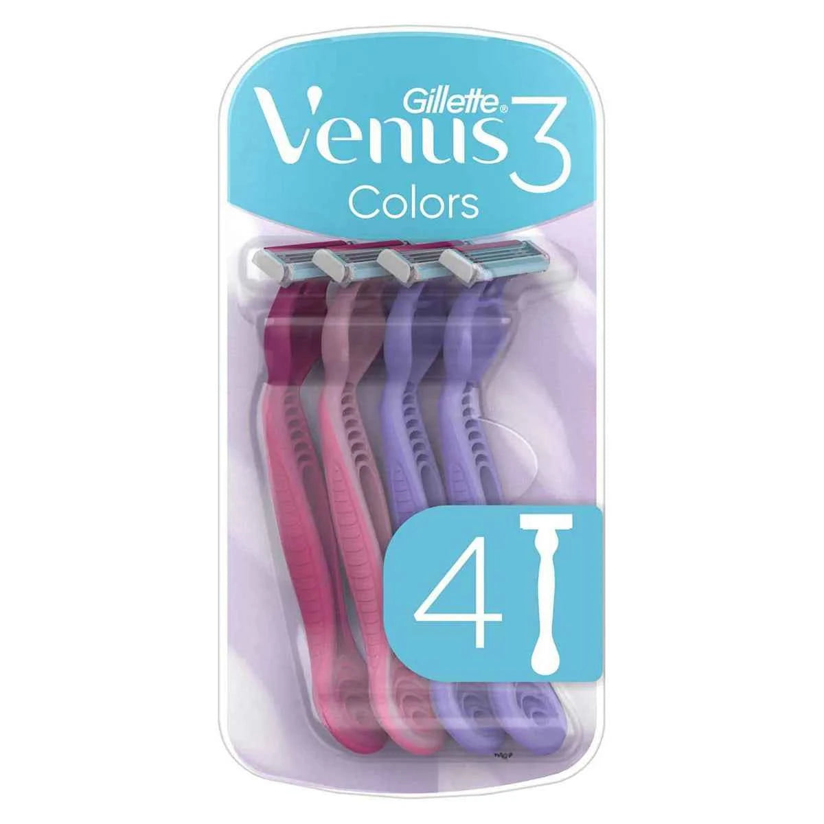 Gillette Venus 3 Colors Razor – 4pc (Made in Europe) | Smooth & Comfortable Shave