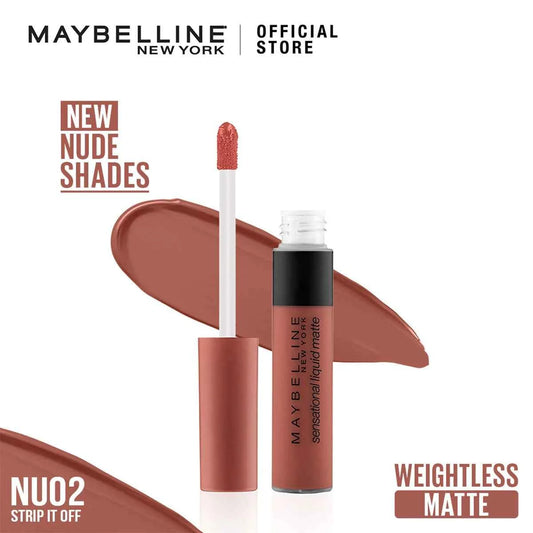 Maybelline Color Sensational Liquid Matte Lipstick – The Nudes Collection – NU 02 Strip It Off