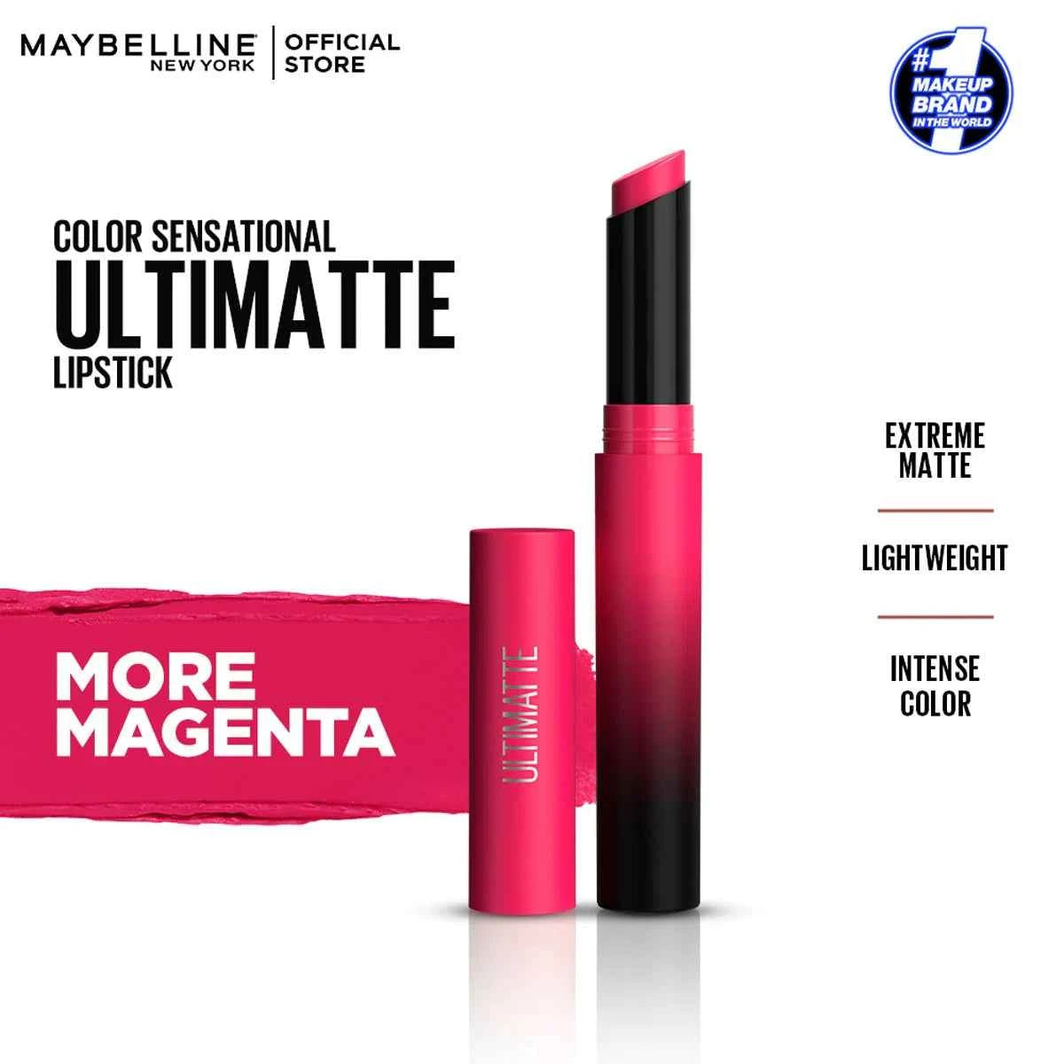 Maybelline Color Sensational Ultimatte Slim Lipstick – More Magenta | Bold Matte Lipstick
