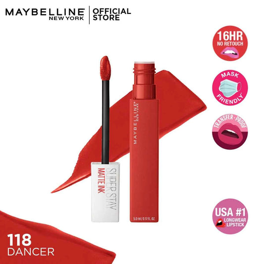 Maybelline SuperStay Matte Ink Liquid Lipstick – 118 Dancer – Up to 16H Long-Lasting Matte