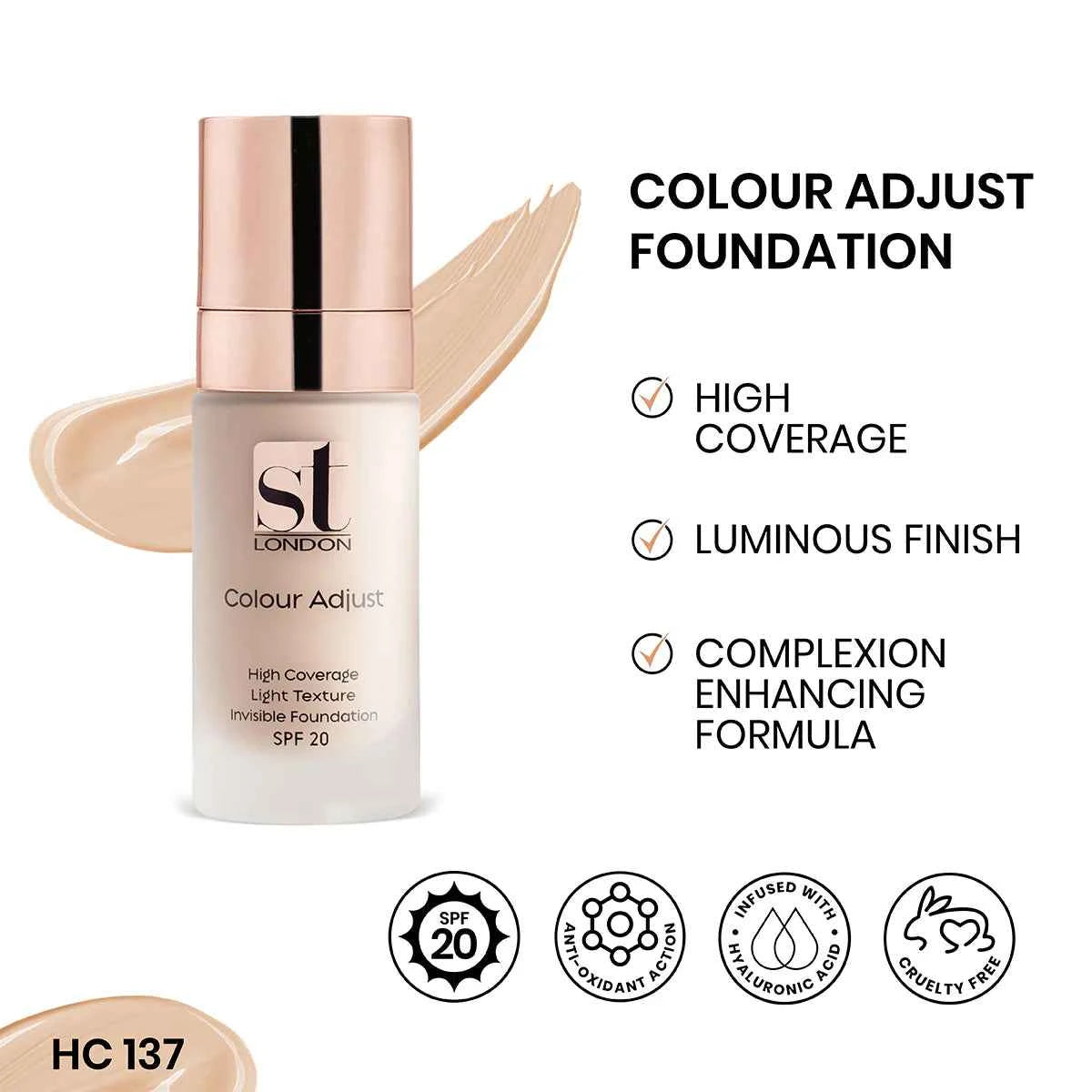 ST London - Colour Adjust High Coverage Foundation | Full Coverage & Even Tone